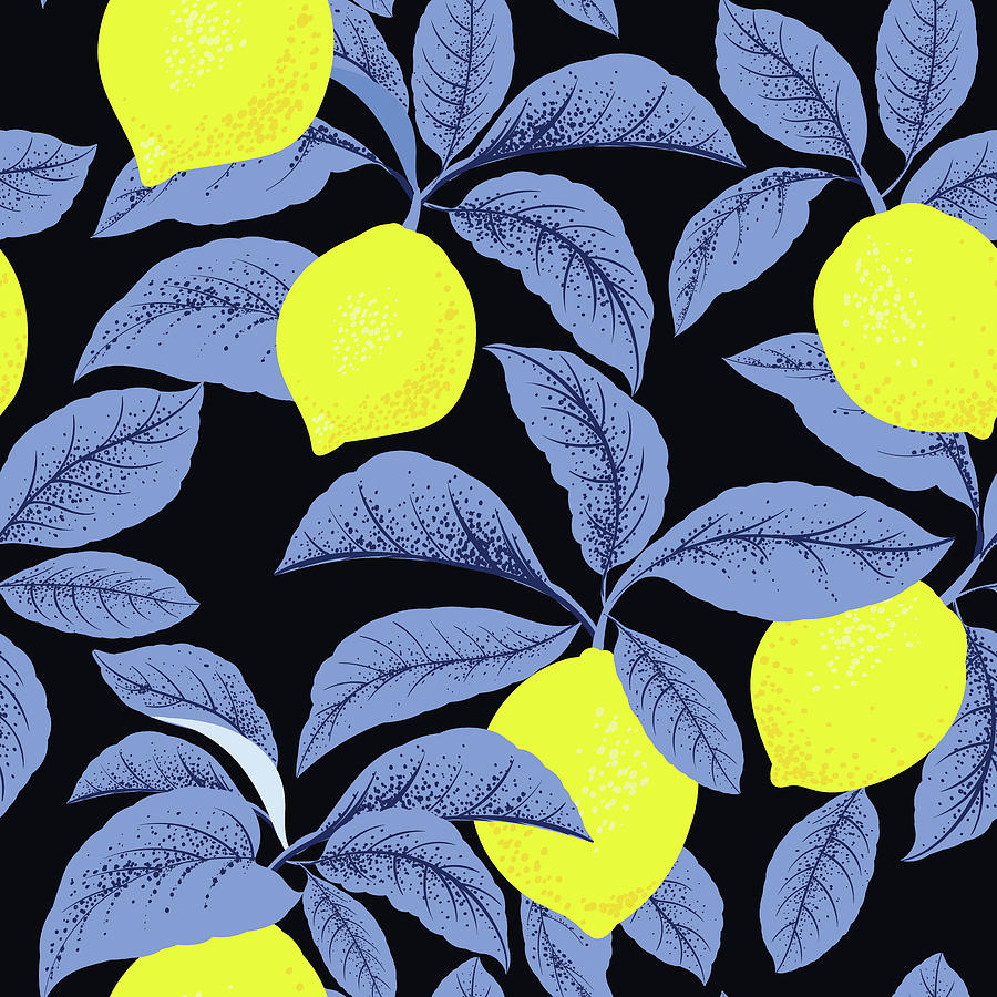 Lemon Citrus Pattern. Botanical Illustration. Summer Background. Floral Design. Drawing