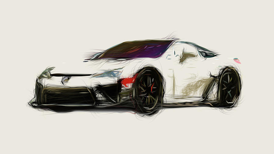 Lexus LFA Nurburgring Edition Car Drawing #2 Digital Art by CarsToon Concept