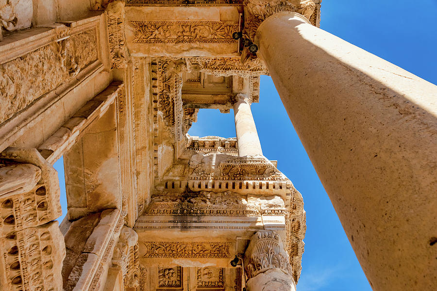 Greek Photograph - Library of Celsus #2 by Fabrizio Troiani