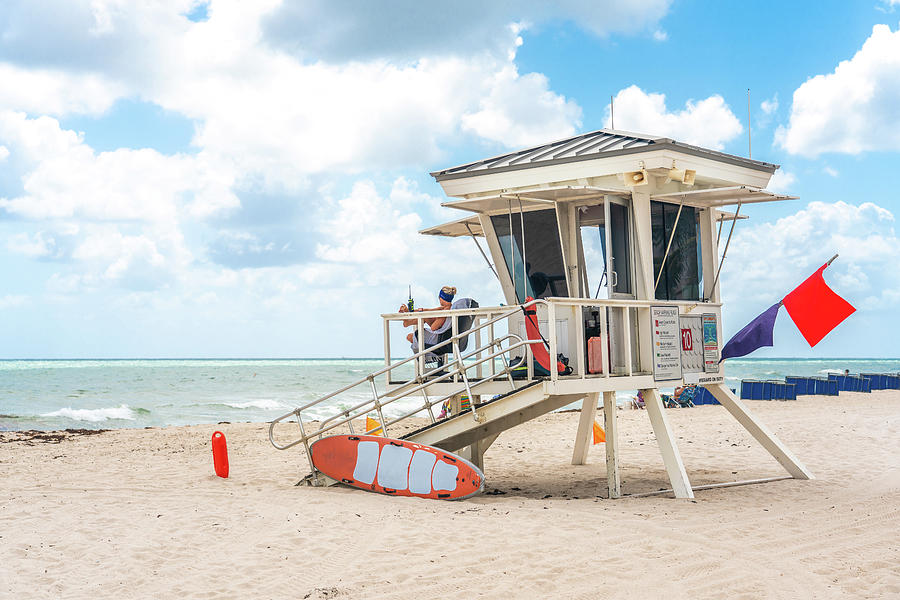 Lifeguard tower in South Beach in Fort Lauderdale Florida, USA Photograph by Maria Kray