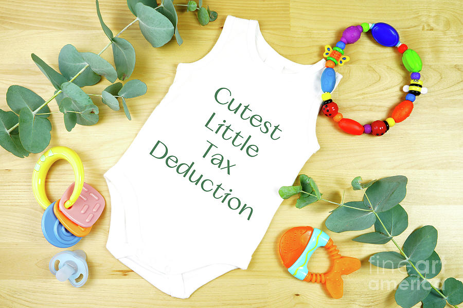 Light natural theme baby apparel top view flat lay. Mock up #2 Photograph by Milleflore Images