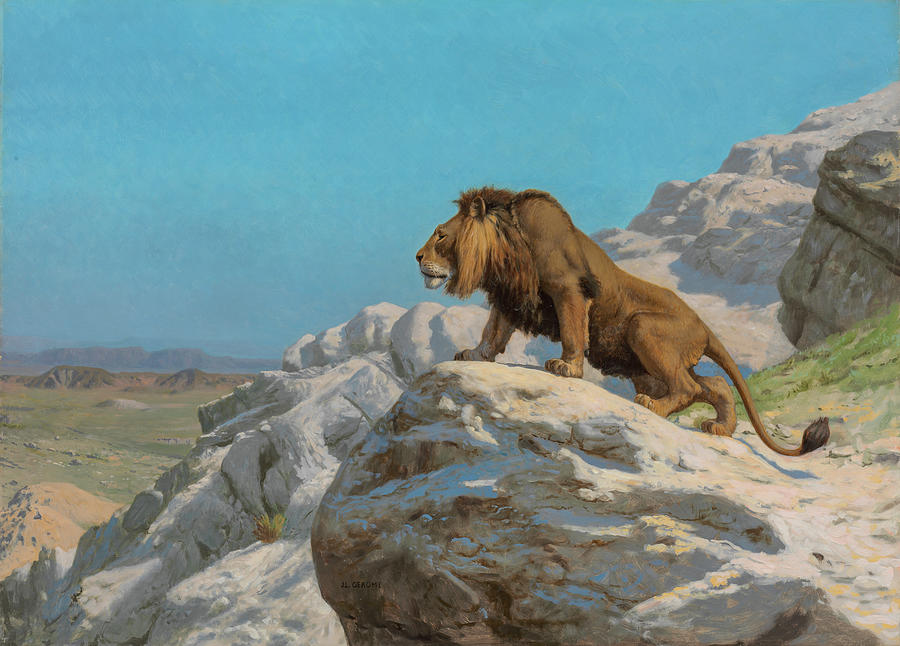 Lion on the Watch #3 Painting by Jean-Leon Gerome