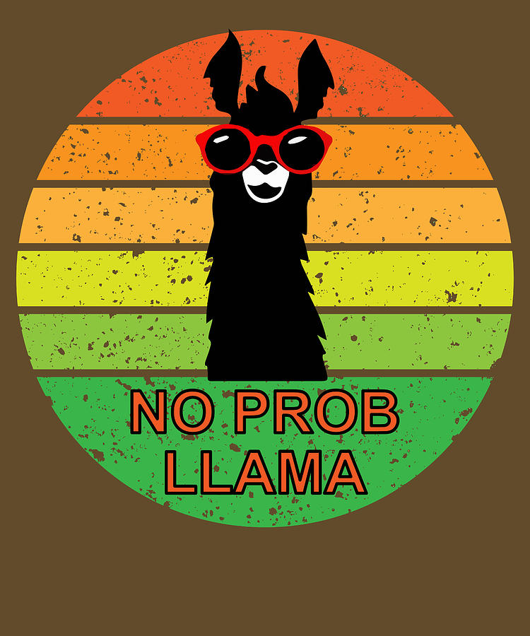 Animal Digital Art - Llama Alpaka No Prob Llama Retro Vintage #2 by Ari Shok