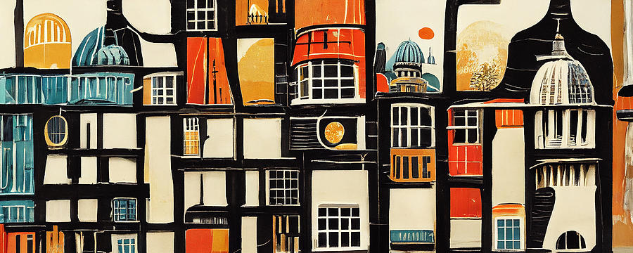 London  Skyline  In  The  Style  Of  Charles  Wysocki    F645bef73a  3b7e  645d043f  Ba0e  6455632e0 Painting