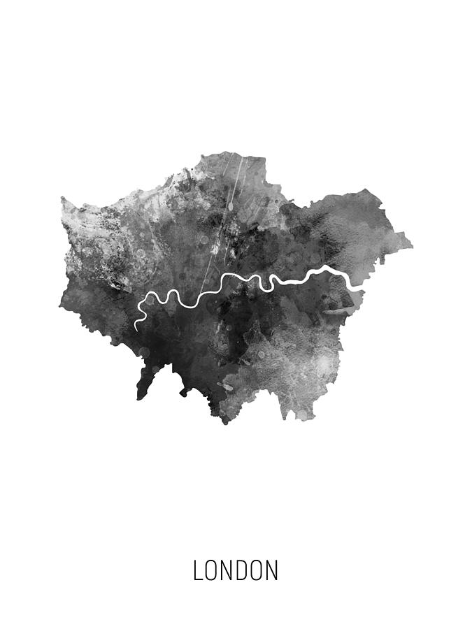 London Watercolor Map #2 Digital Art by Michael Tompsett