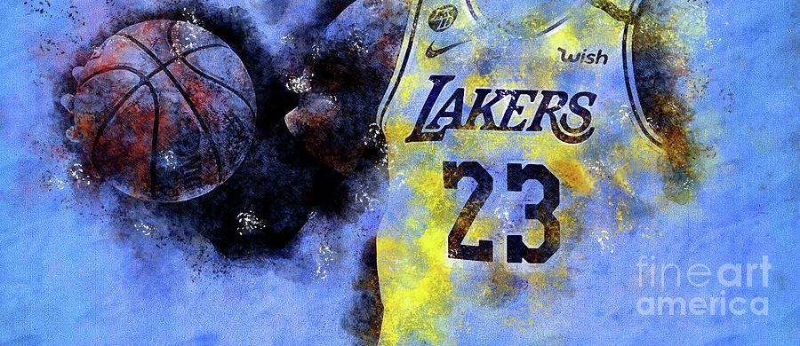 Los Angeles Lakers 23 Basketball Team, Nba Players,sport Prints Drawing