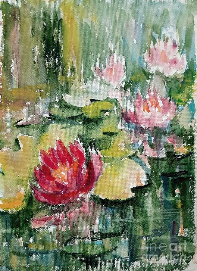 Lotus pond #2 Painting by Asha Sudhaker Shenoy