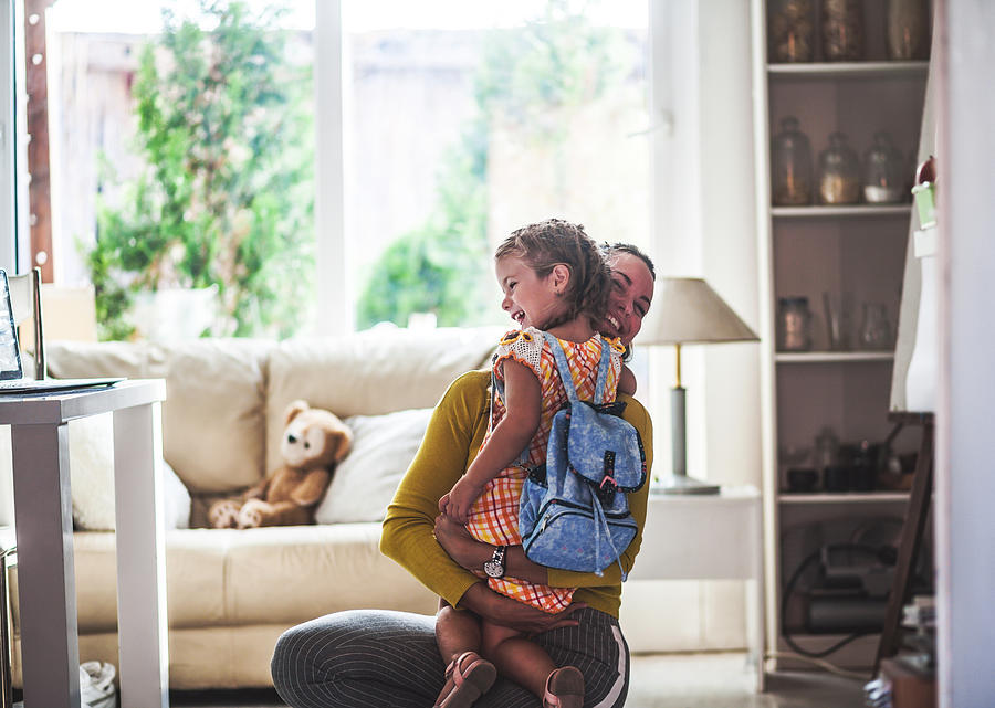 Loving mom sends adorable daughter off to school #2 Photograph by Zeljkosantrac