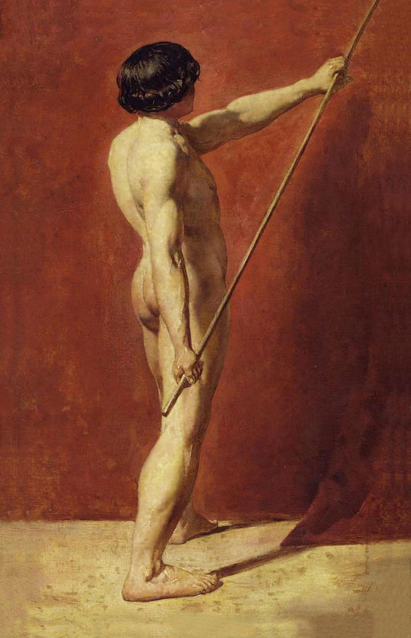 Male Nude with Staff  Painting by William Etty