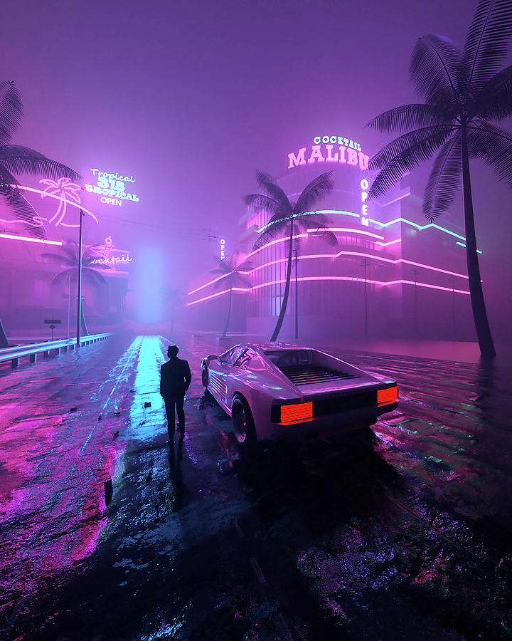 Malibu Nights Digital Art by Skiegraphic Studio - Pixels