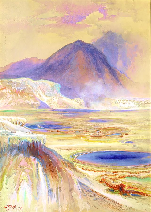 Thomas Moran Painting - Mammoth Hot Springs Yellowstone #2 by Thomas Moran