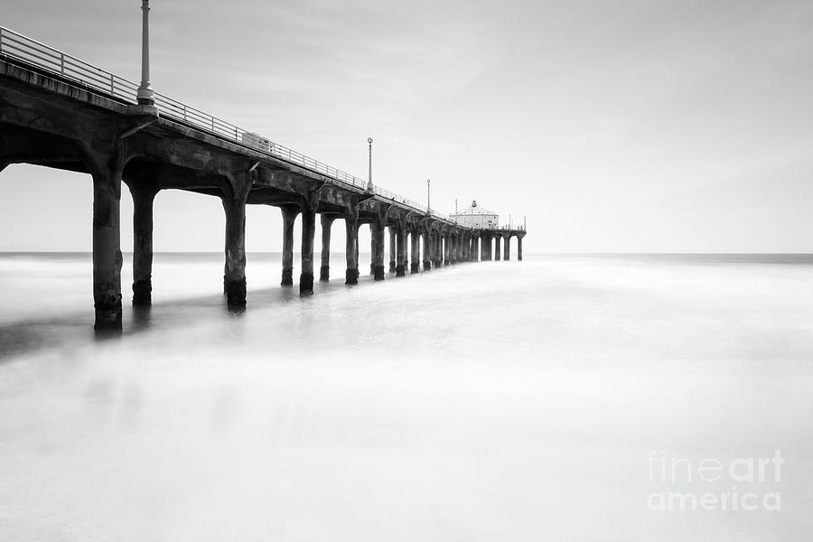 Manhattan Beach Pier Black and White Photo #2 Photograph by Paul Velgos