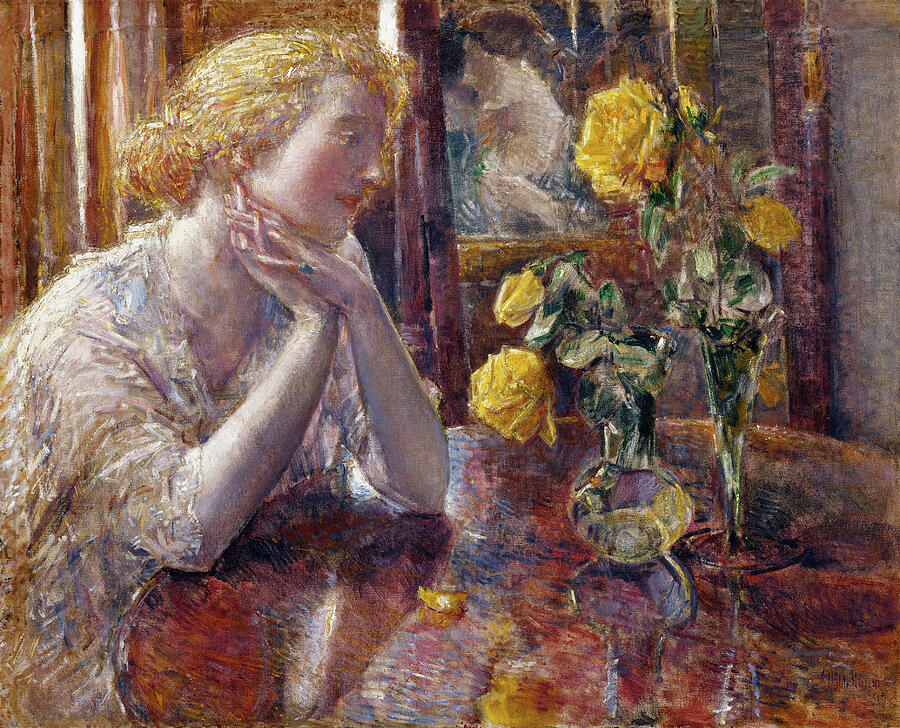 Marechal Niel Roses, from 1919 Painting by Childe Hassam