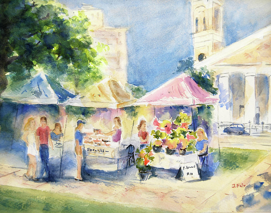 Market-in-the-Park #1 Painting by Jerry Fair