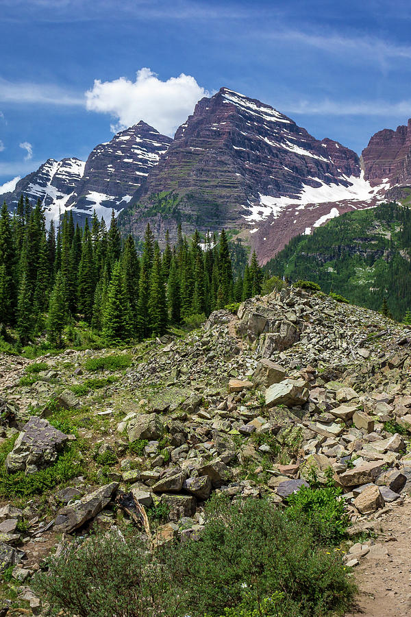 Maroon Bells from Crater Lake Trail #2 Photograph by Andy Konieczny