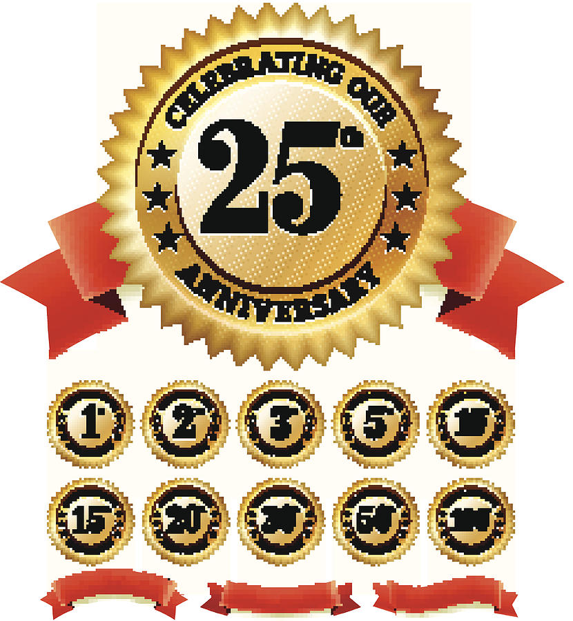 Marriage Anniversary Badges royalty free vector icon set #2 Drawing by Bubaone