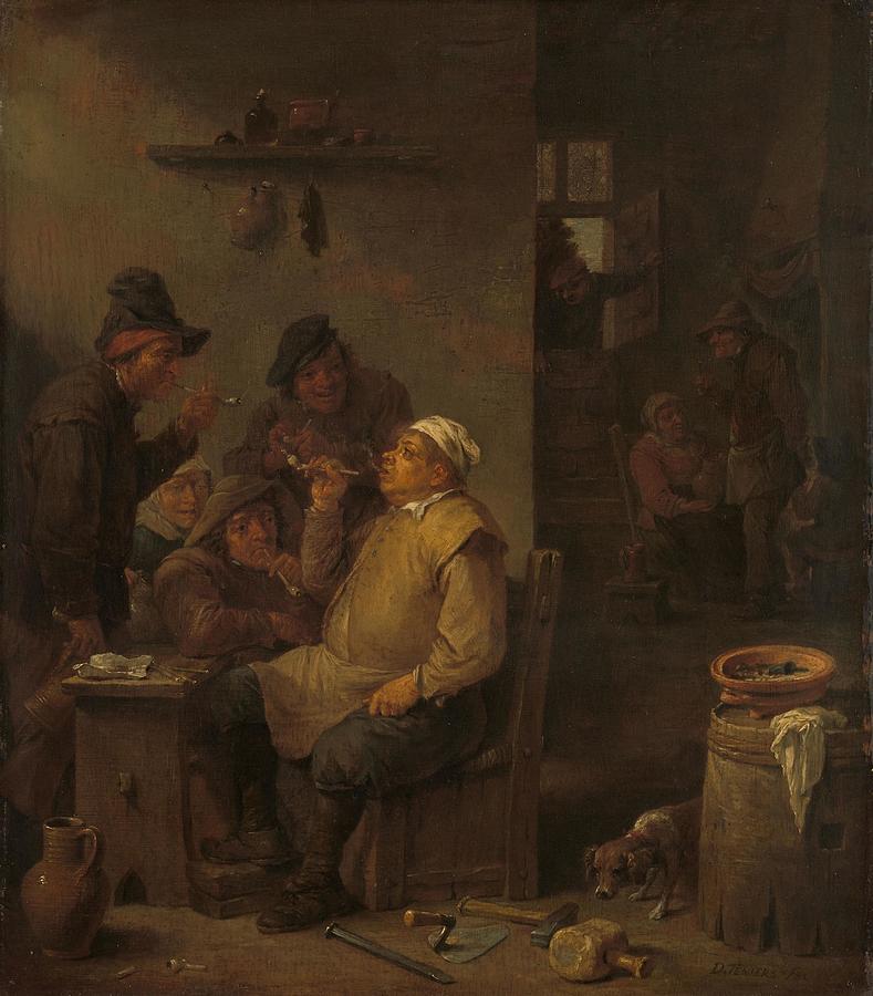 Mason Smoking with Companions in a Tavern c Painting by David Teniers ...