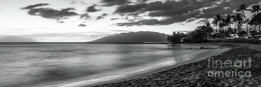 Maui Ulua Beach Black and White Panorama Photo #2 Photograph by Paul Velgos