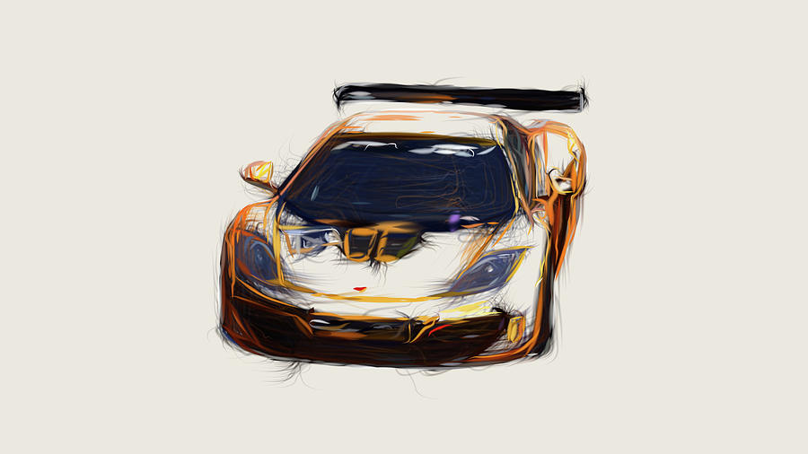 McLaren 12C GT Sprint Car Drawing Digital Art by CarsToon Concept