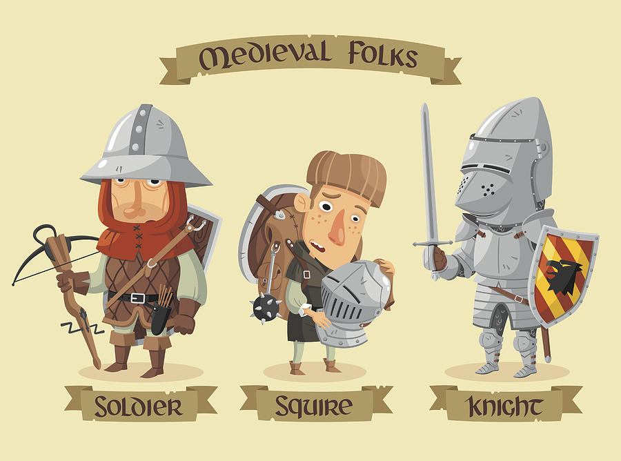 Medieval characters set #2 Drawing by Heraldodelsur