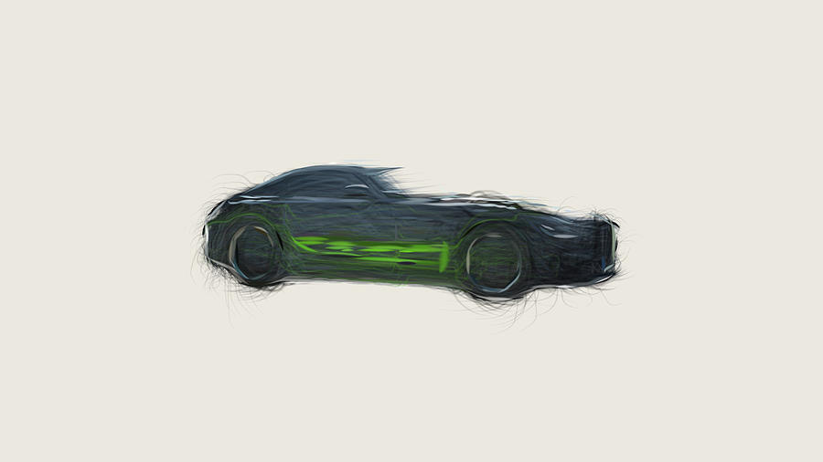 Mercedes AMG GT R PRO Car Drawing #2 Digital Art by CarsToon Concept