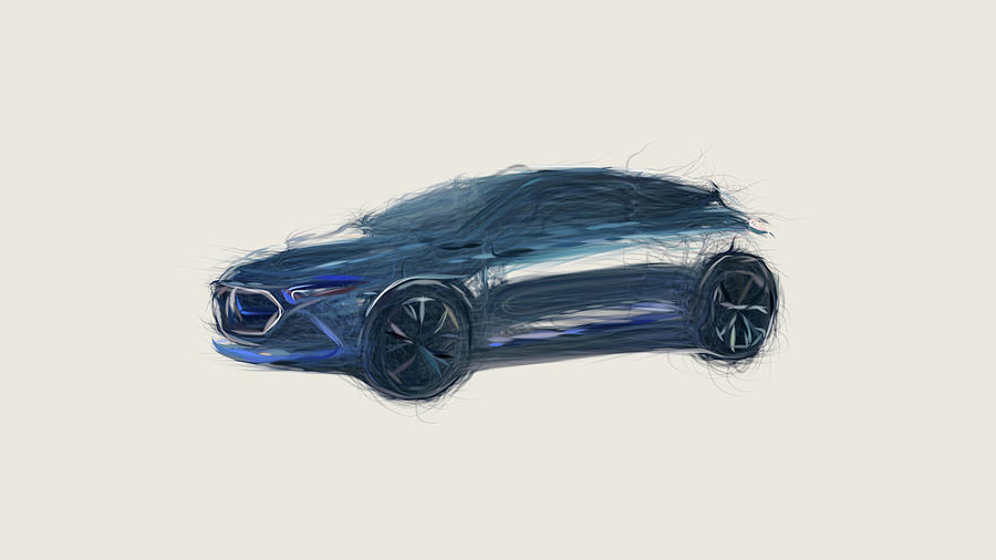 Mercedes Benz EQA Concept Car Drawing #2 Digital Art by CarsToon ...