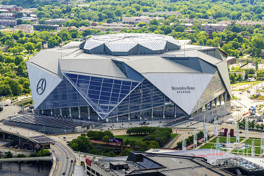 Mercedes Benz Stadium Aerial View - Atlanta GA #2 Photograph by Sanjeev Singhal