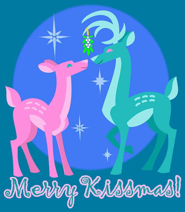 Merry Kissmas Deer #2 Mixed Media by J L Meadows