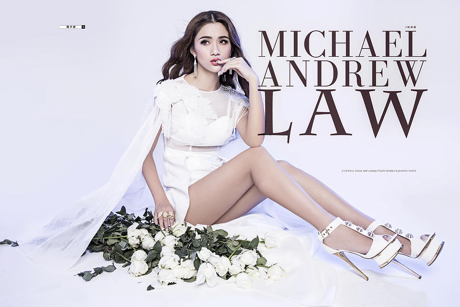 Michael Andrew Law Ad Art Poster White Veil Dress and White Roses Edition #2 Photograph by Michael Andrew Law Cheuk Yui