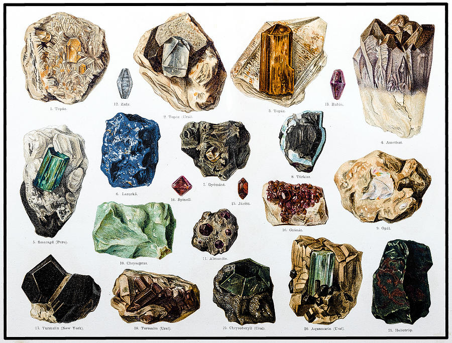 Minerals and Their Crystalline Forms #2 Drawing by Nastasic
