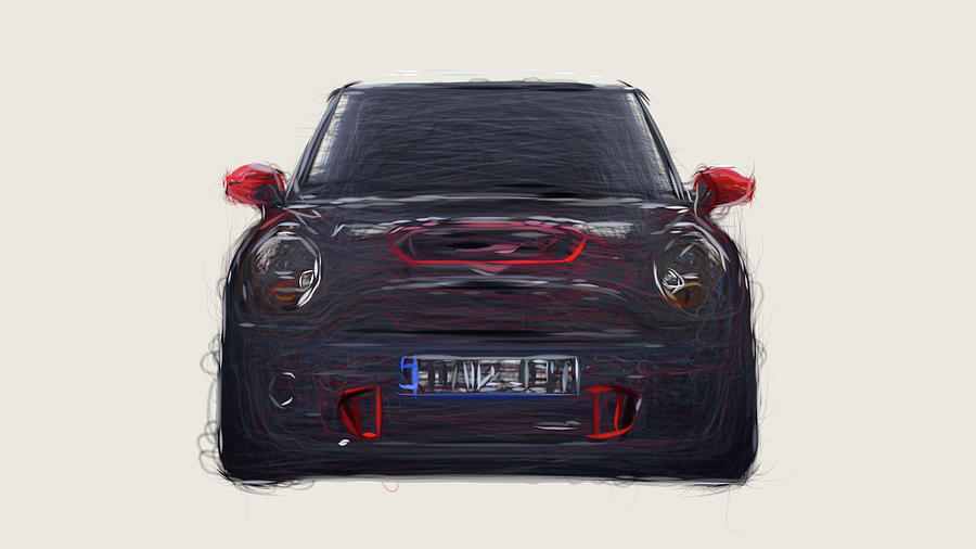 Mini John Cooper Works GP Car Drawing #2 Digital Art by CarsToon Concept