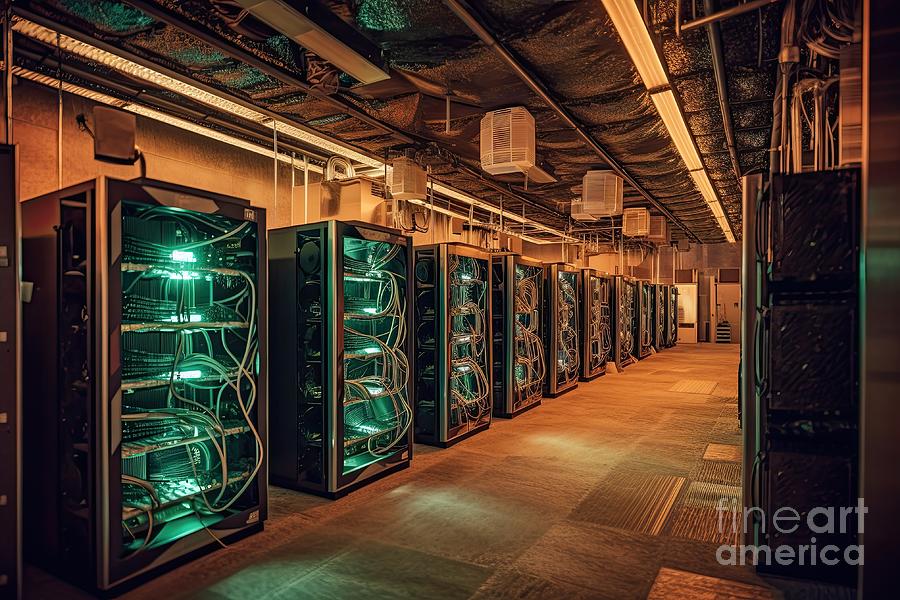 mining farm for Bitcoin with mining rigs #2 Digital Art by Benny Marty