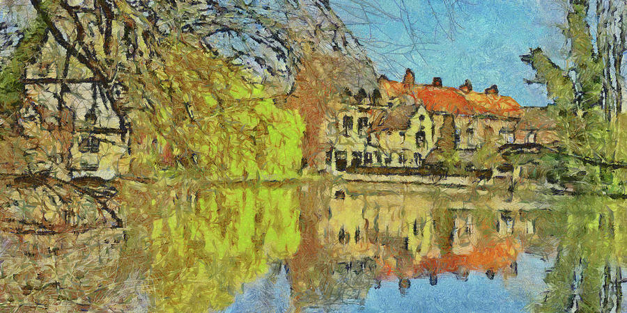 Minnewater Lake in Bruges Belgium #3 Digital Art by Digital Photographic Arts