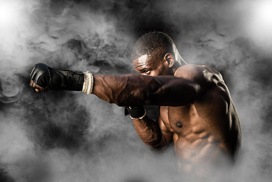 MMA Fighter On A Smokey  Background #2 Photograph by MichaelSvoboda