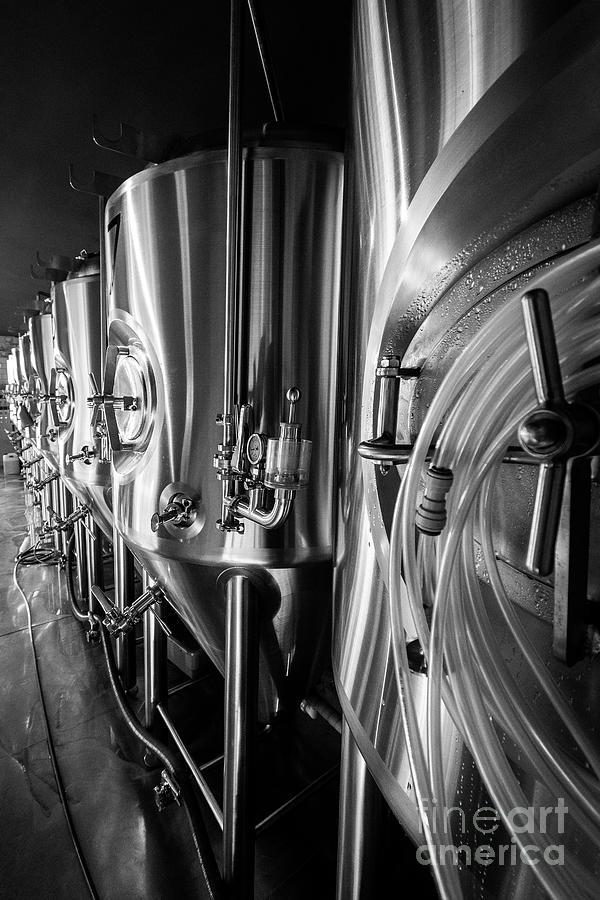 Modern german beer brewery industrial equipment in black and whi #2 Photograph by JM Travel Photography