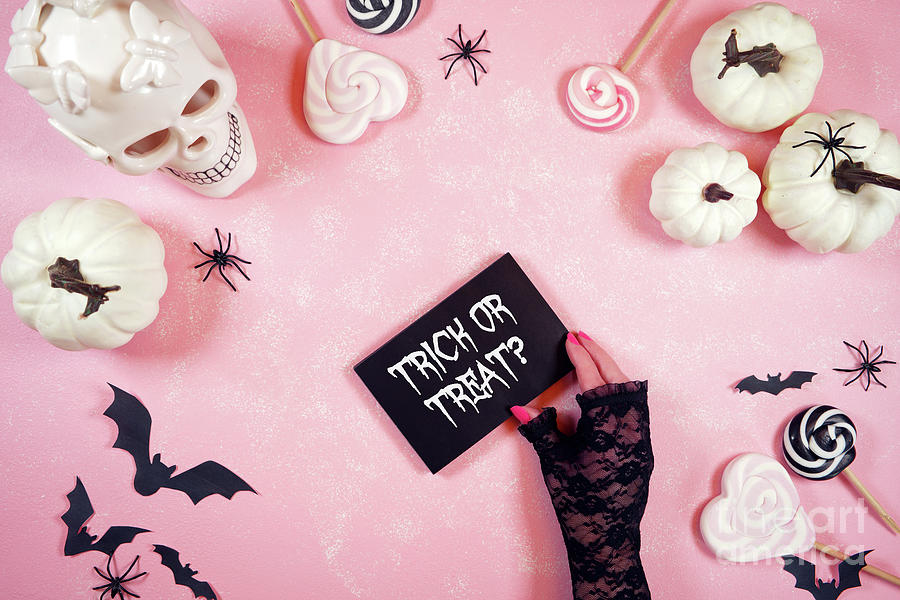 Modern pink Halloween theme flatly background. #2 Photograph by Milleflore Images
