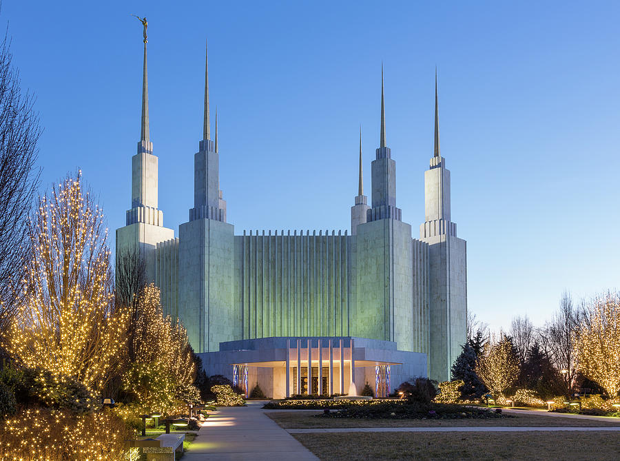 Mormon temple in Washington DC with xmas lights Photograph by Steven ...