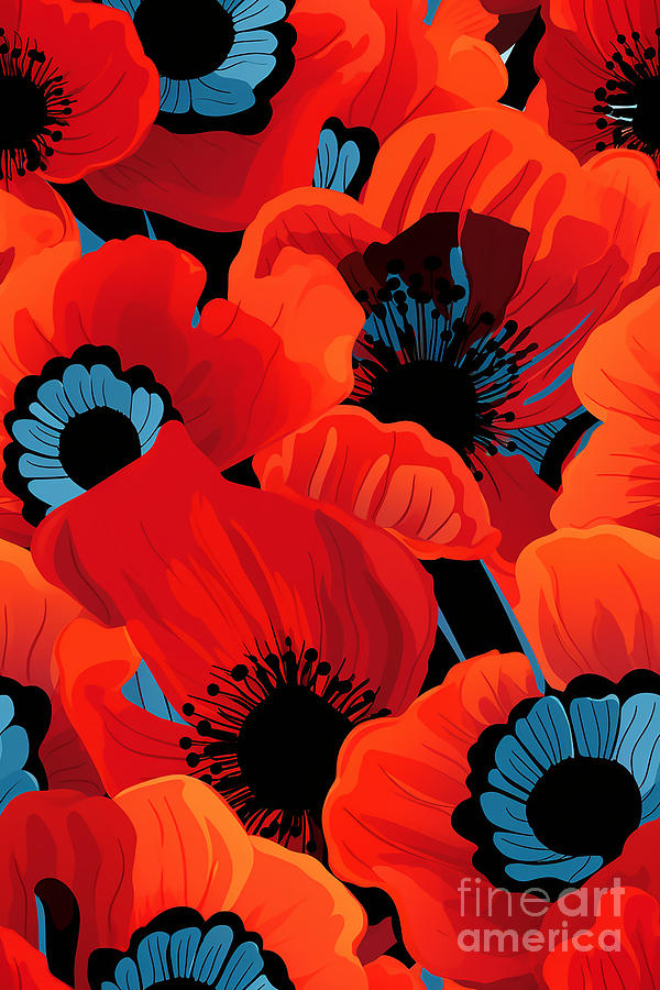 Mosiba - Poppy Pattern Digital Art