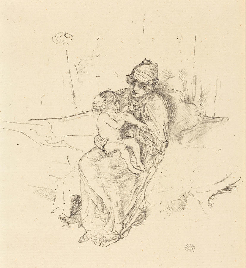 Mother and Child #5 Drawing by James McNeill Whistler