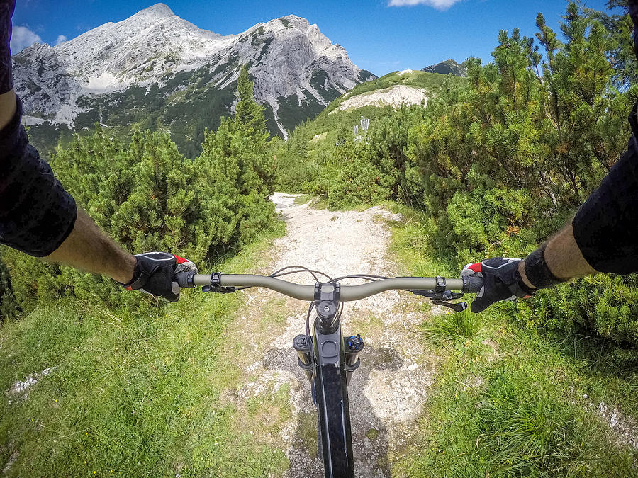 Mountain bike ride in Alps POV #2 Photograph by AlenaPaulus