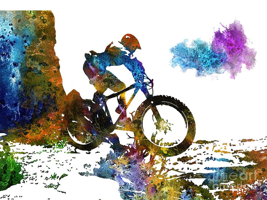 Mountain biking mountain bike sport Painting by Dominic Thomas - Fine ...