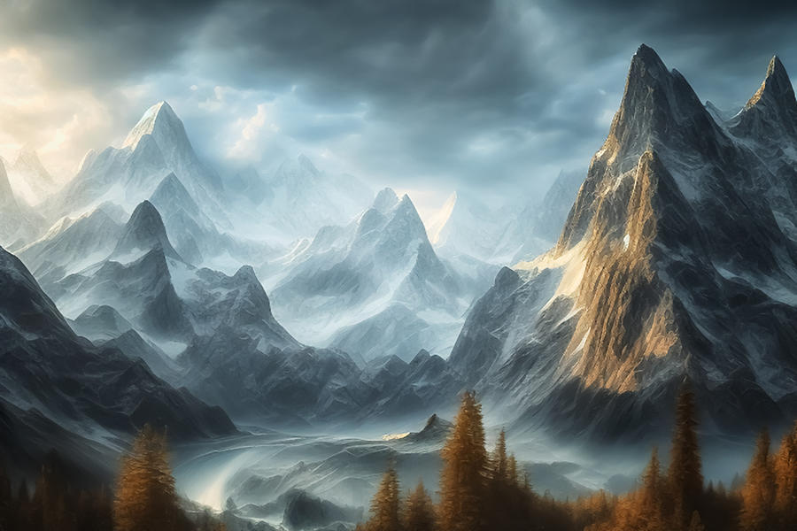 Nature Digital Art - Mountain Landscape #2 by Manjik Pictures