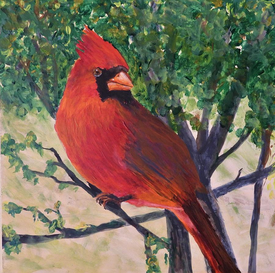 Mr. Cardinal  #2 Painting by Betty-Anne McDonald