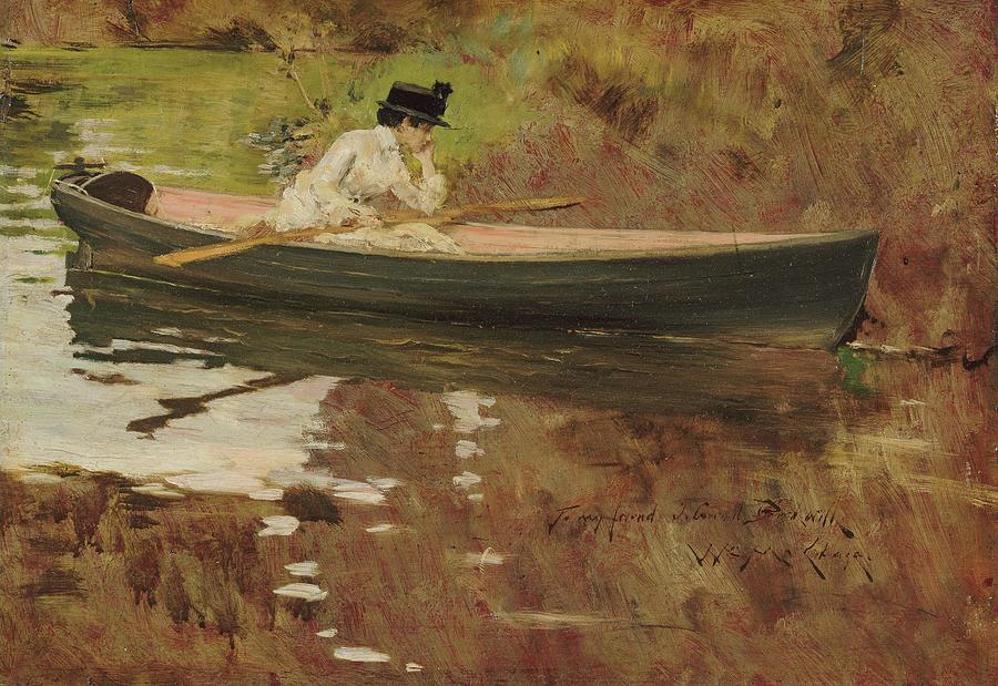 Figurative Painting - Mrs Chase in Prospect Park #2 by William Merritt Chase