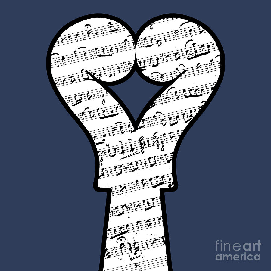 Music lover with two violins in heart shape and musical notes #2 Digital Art by Gregory DUBUS