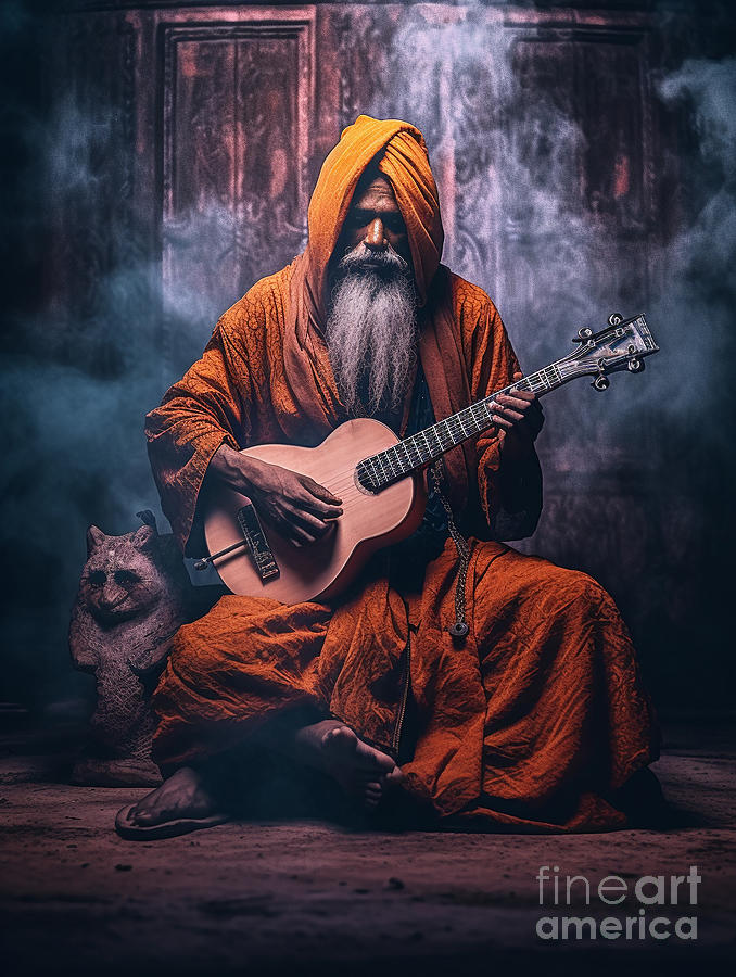 Musician  From  Aghori  Monks  India    Surreal  Cinem  By Asar Studios Painting