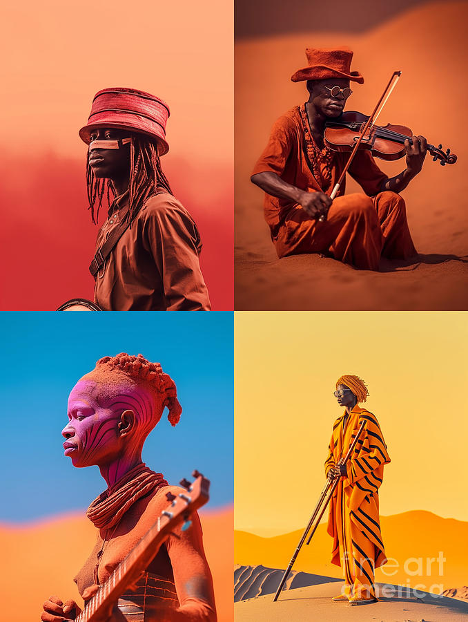 Musician  From  Himba  Namibia    Surreal  Cinematic  By Asar Studios Painting