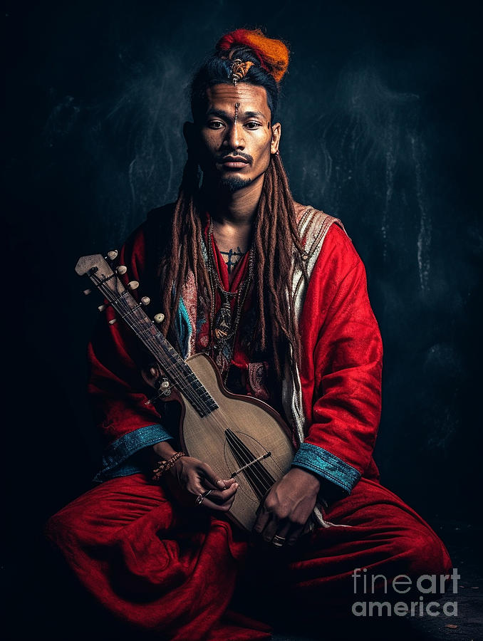 Musician  From  Loba  Tribe  Nepal    Surreal  Cinemat  By Asar Studios Painting