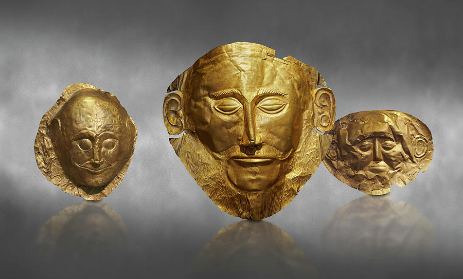 Mycenaean gold Mask of Agamemnon - Mycenae - National Archaeological Museum of Athens Photograph by Paul E Williams