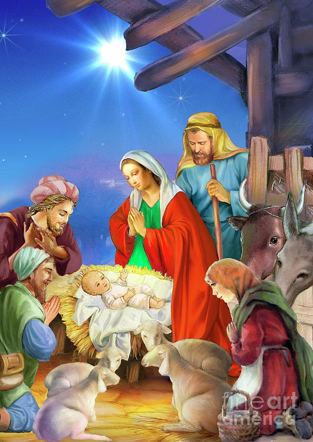 Nativity Christmas Painting by Patrick Hoenderkamp - Fine Art America